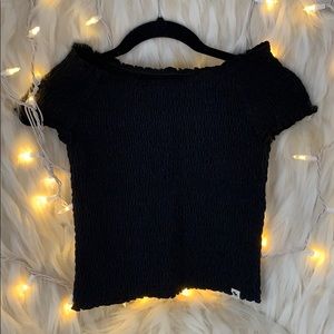 Cropped + Ribbed Deep Navy A&F Kids Top
